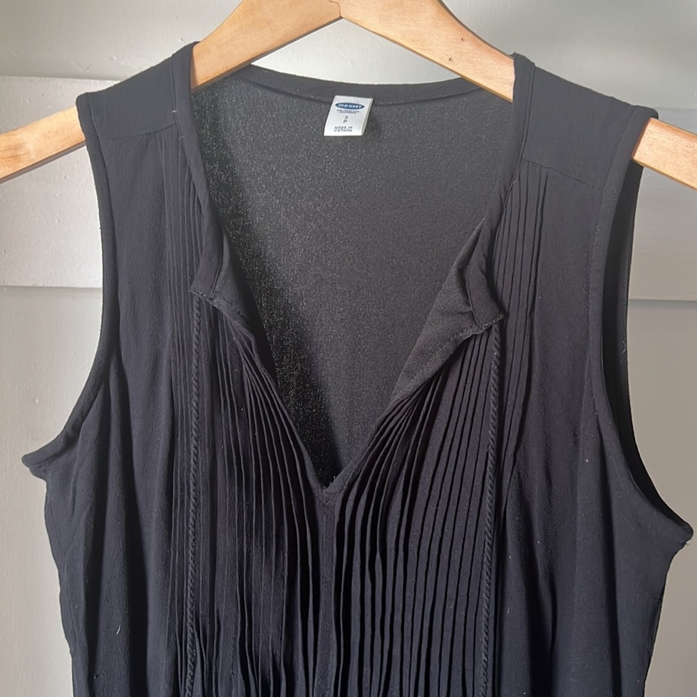Old Navy pleated neck-tie black mini dress, size S  (BOGO free)